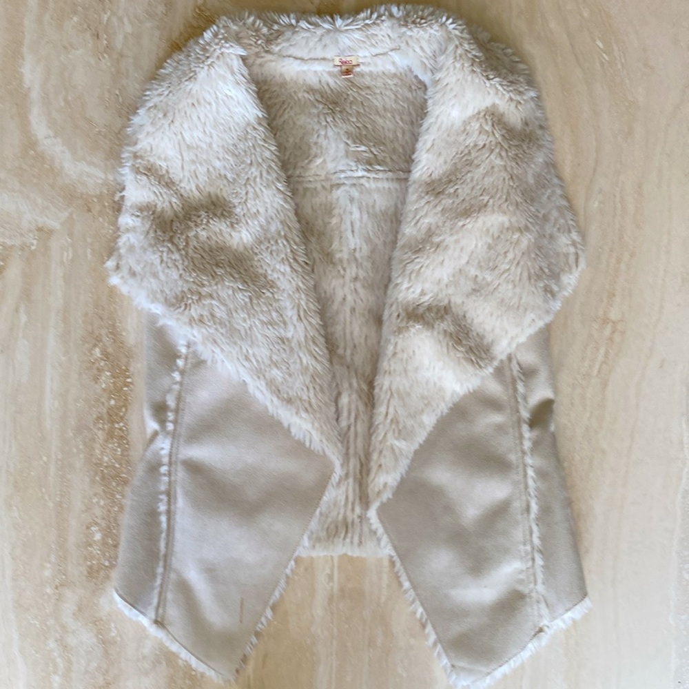 REBA WATERFALL NEVK FAUX SUEDE VEST